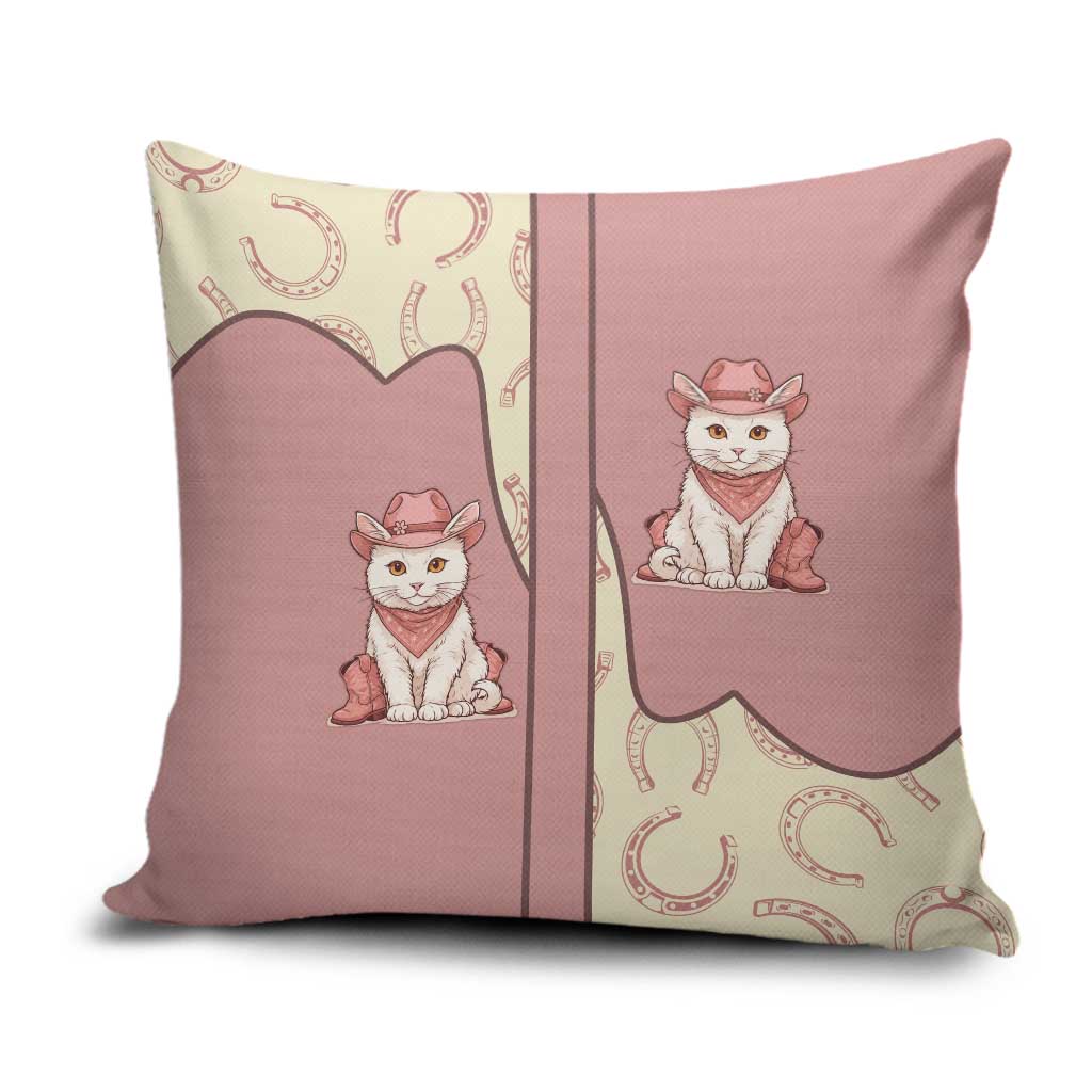 Cowcat Pillow Cover Cowboy Cat Meowdy Retro Western Yoke Pink - Wonder Print Shop