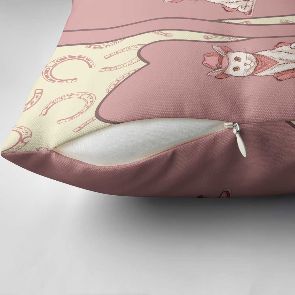 Cowcat Pillow Cover Cowboy Cat Meowdy Retro Western Yoke Pink - Wonder Print Shop