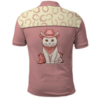Cowcat Polo Shirt Cowboy Cat Meowdy Retro Western Yoke Pink - Wonder Print Shop