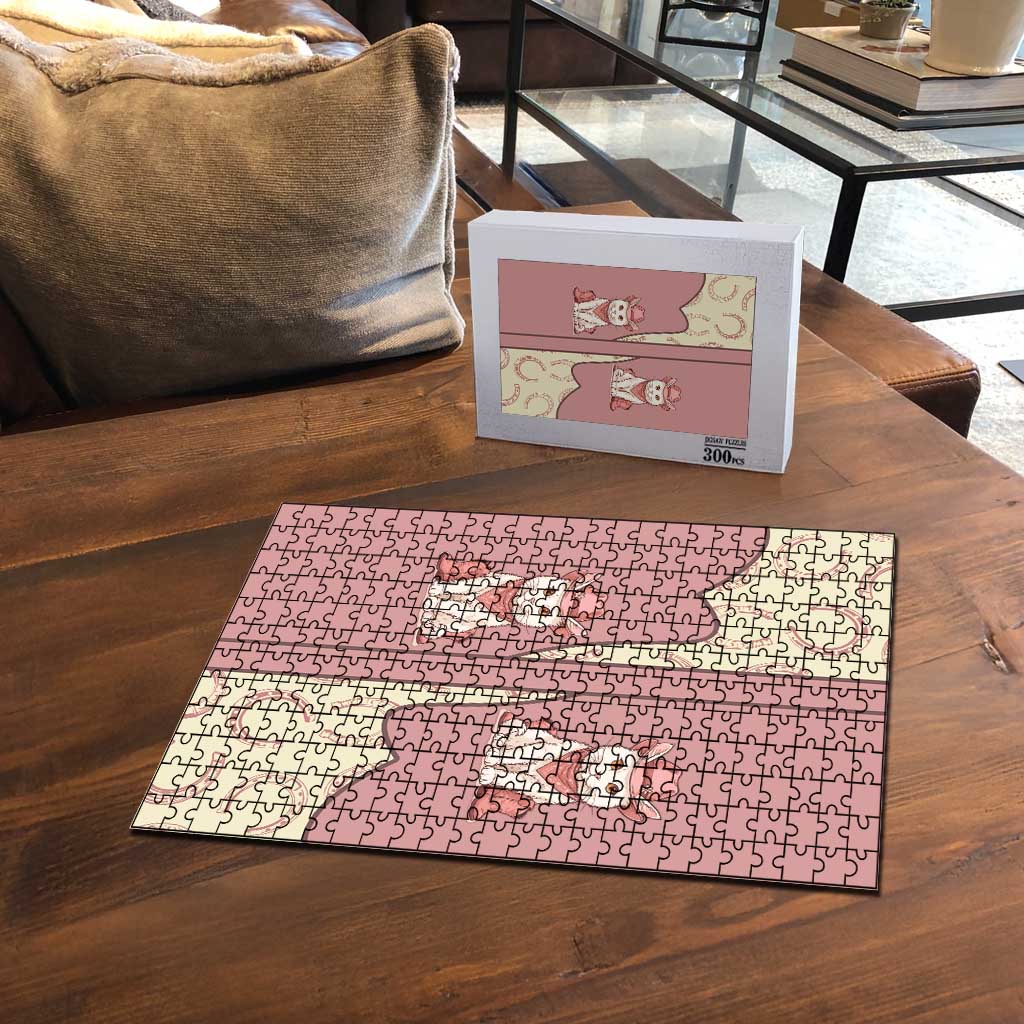 Cowcat Puzzle Cowboy Cat Meowdy Retro Western Yoke Pink - Wonder Print Shop