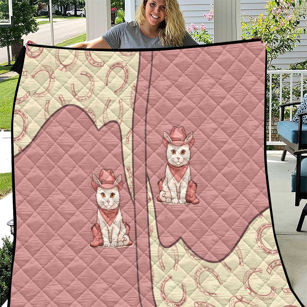 Cowcat Quilt Cowboy Cat Meowdy Retro Western Yoke Pink - Wonder Print Shop