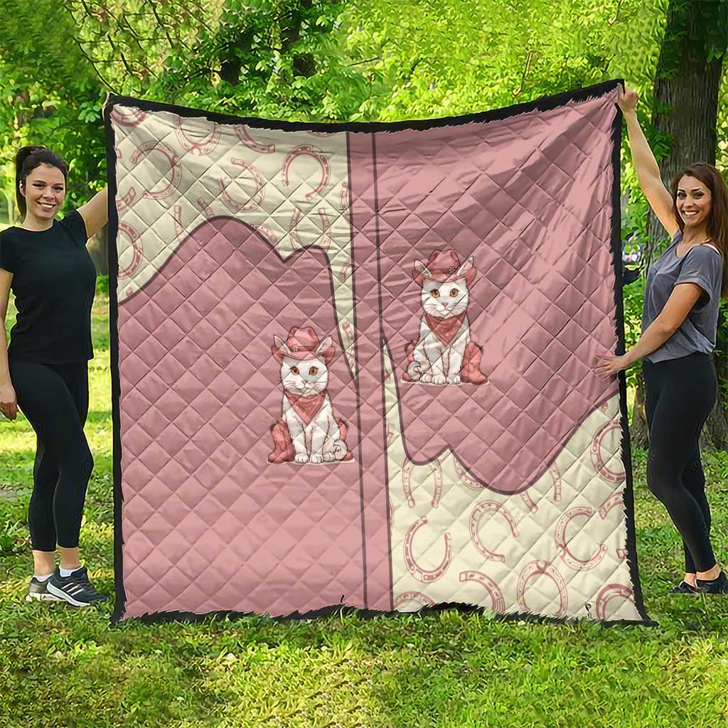 Cowcat Quilt Cowboy Cat Meowdy Retro Western Yoke Pink - Wonder Print Shop