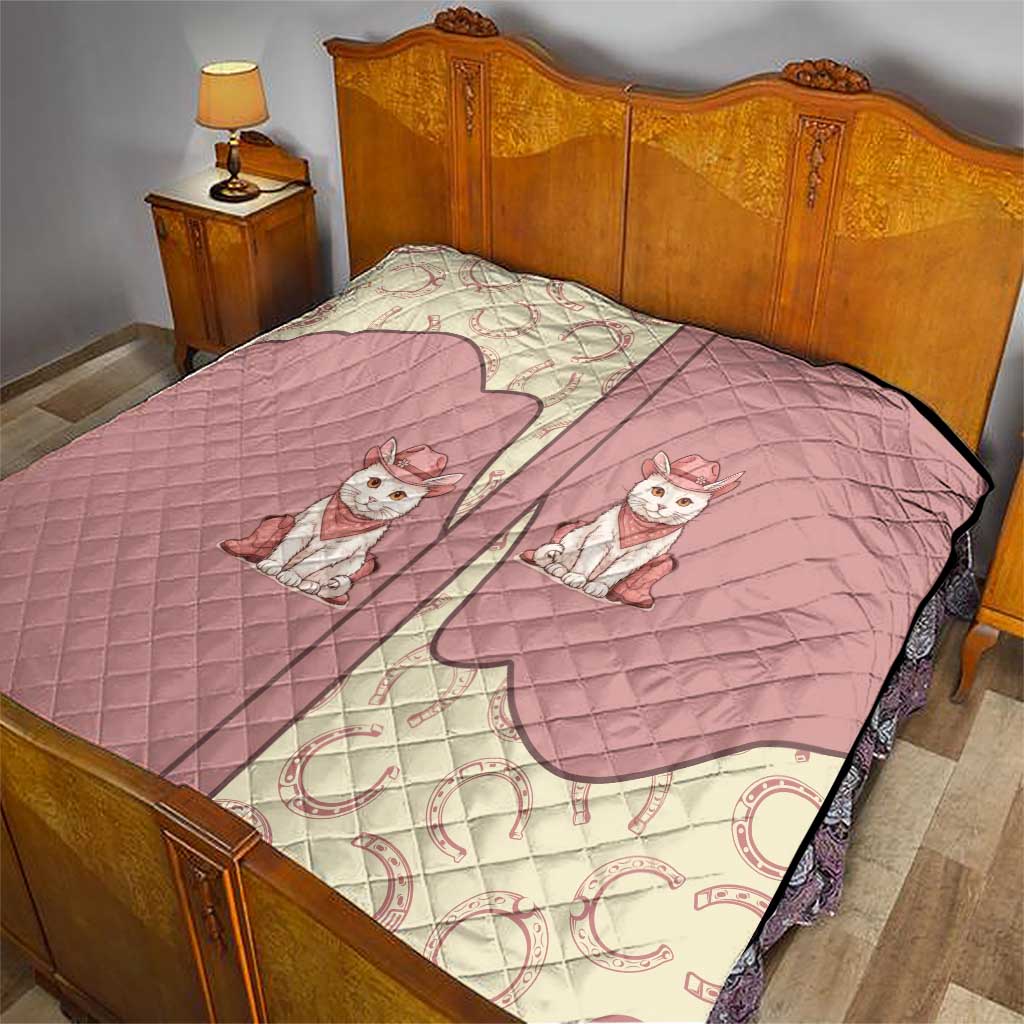 Cowcat Quilt Cowboy Cat Meowdy Retro Western Yoke Pink - Wonder Print Shop