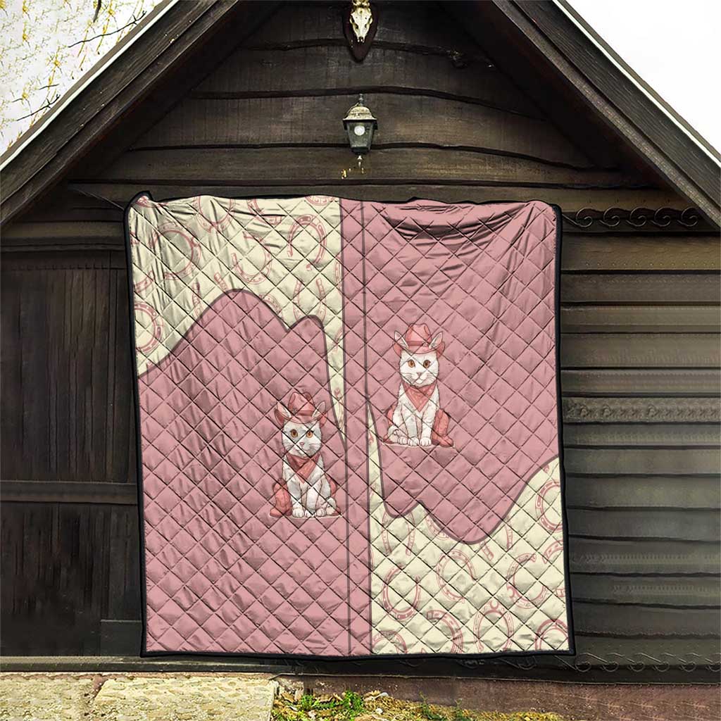 Cowcat Quilt Cowboy Cat Meowdy Retro Western Yoke Pink - Wonder Print Shop