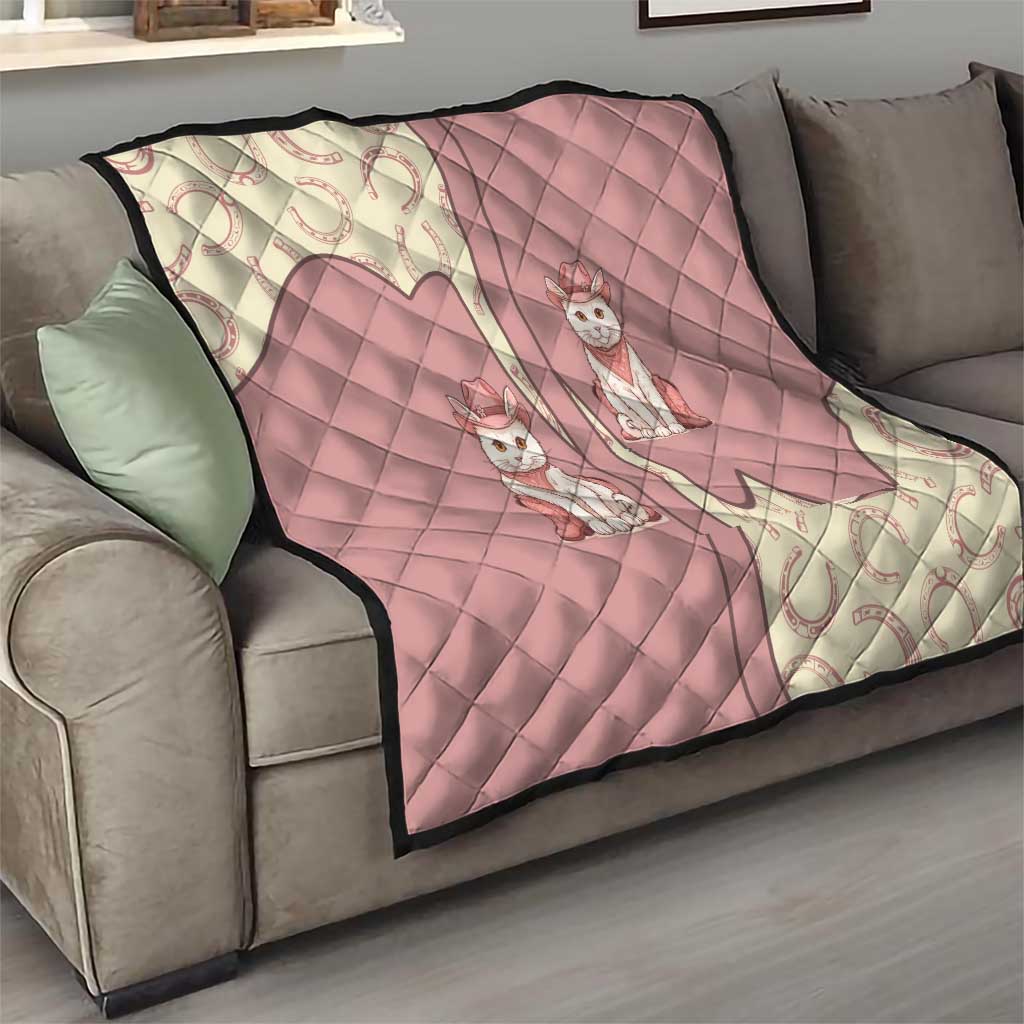 Cowcat Quilt Cowboy Cat Meowdy Retro Western Yoke Pink - Wonder Print Shop