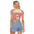 Cowcat Raglan Cropped T Shirt Cowboy Cat Meowdy Retro Western Yoke Pink - Wonder Print Shop