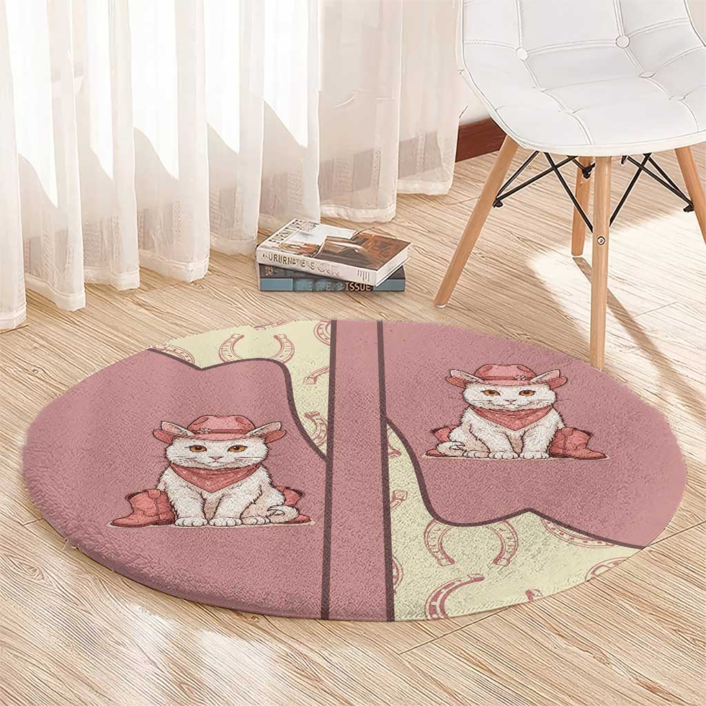 Cowcat Round Carpet Cowboy Cat Meowdy Retro Western Yoke Pink - Wonder Print Shop
