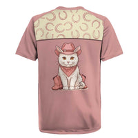 Cowcat Rugby Jersey Cowboy Cat Meowdy Retro Western Yoke Pink - Wonder Print Shop