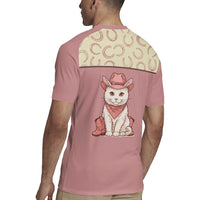 Cowcat Rugby Jersey Cowboy Cat Meowdy Retro Western Yoke Pink - Wonder Print Shop