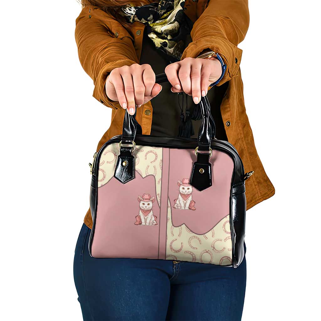 Cowcat Shoulder Handbag Cowboy Cat Meowdy Retro Western Yoke Pink - Wonder Print Shop