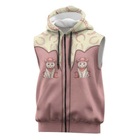 Cowcat Sleeveless Zip Hoodie Cowboy Cat Meowdy Retro Western Yoke Pink - Wonder Print Shop