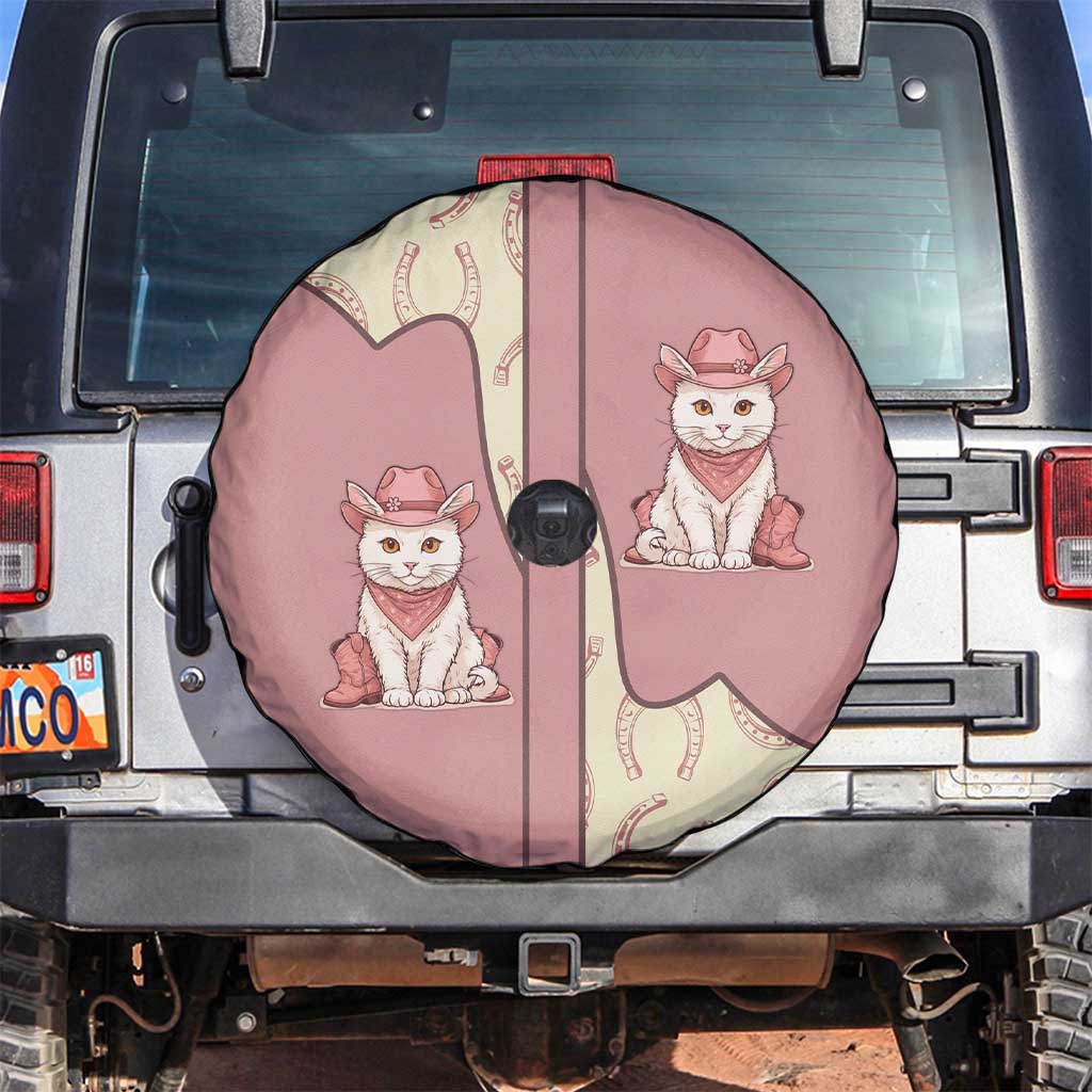 Cowcat Spare Tire Cover Cowboy Cat Meowdy Retro Western Yoke Pink - Wonder Print Shop