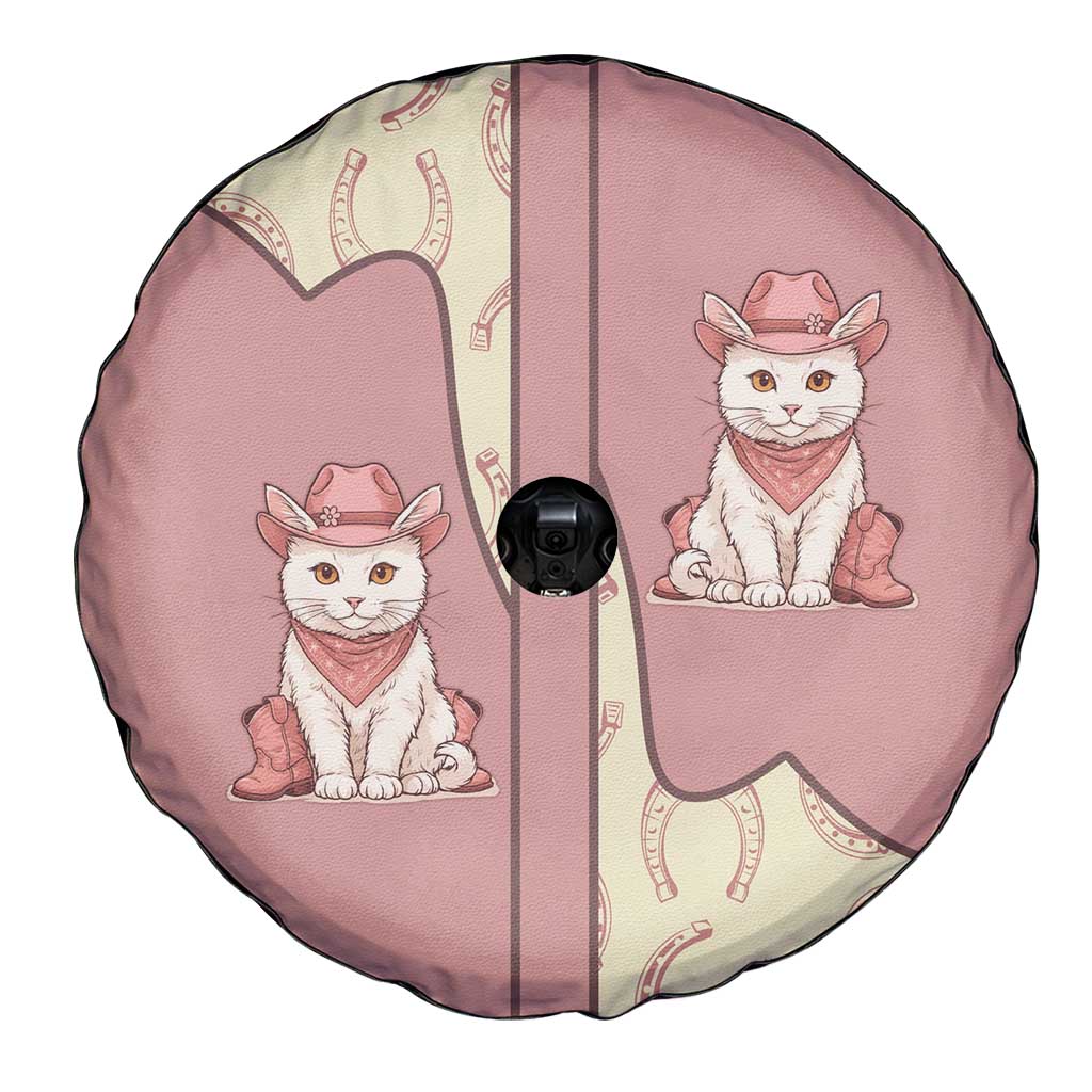 Cowcat Spare Tire Cover Cowboy Cat Meowdy Retro Western Yoke Pink - Wonder Print Shop