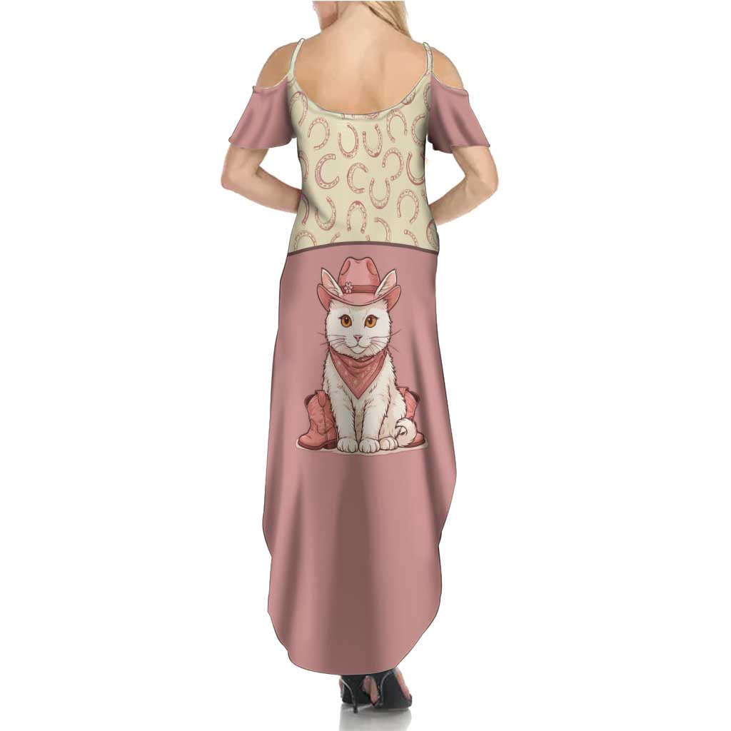 Cowcat Summer Maxi Dress Cowboy Cat Meowdy Retro Western Yoke Pink - Wonder Print Shop