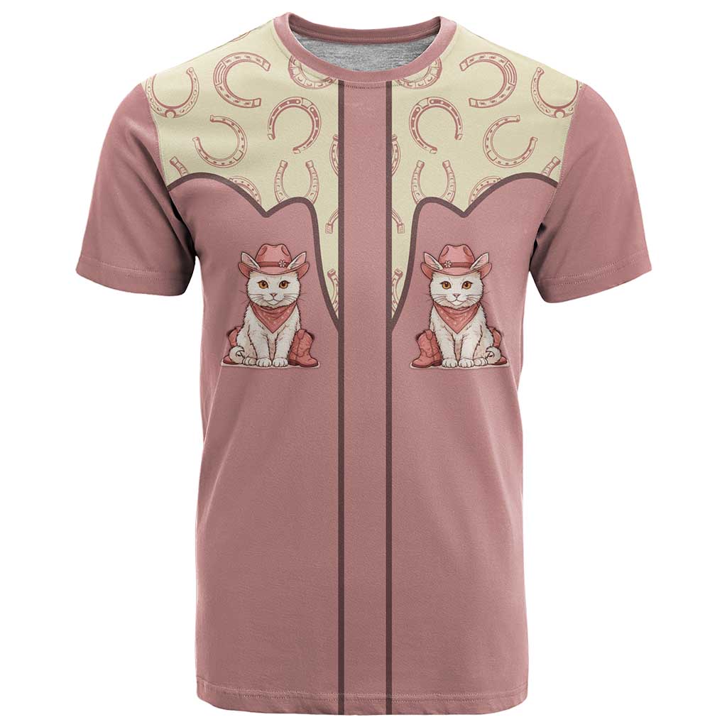 Cowcat T Shirt Cowboy Cat Meowdy Retro Western Yoke Pink - Wonder Print Shop