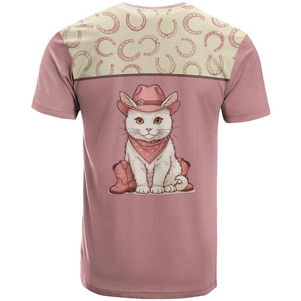 Cowcat T Shirt Cowboy Cat Meowdy Retro Western Yoke Pink - Wonder Print Shop