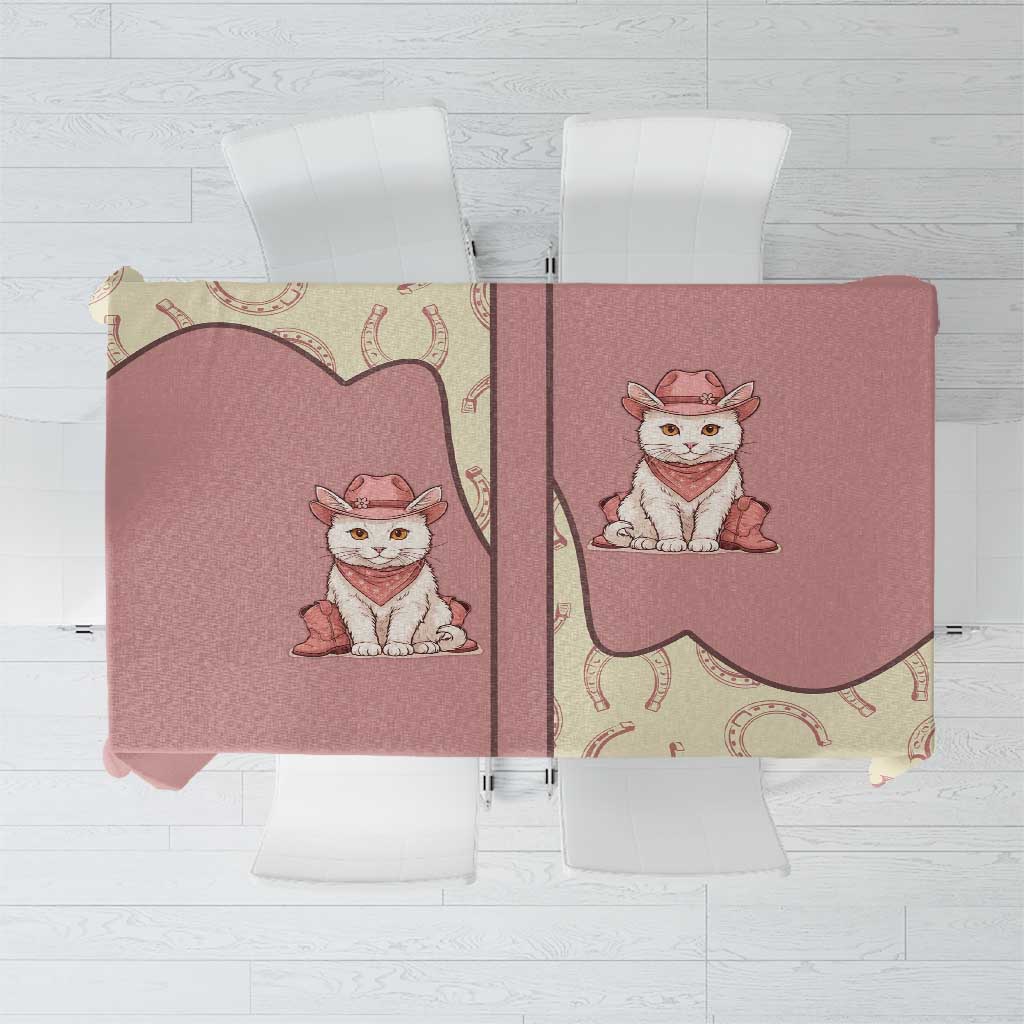 Cowcat Tablecloth Cowboy Cat Meowdy Retro Western Yoke Pink - Wonder Print Shop