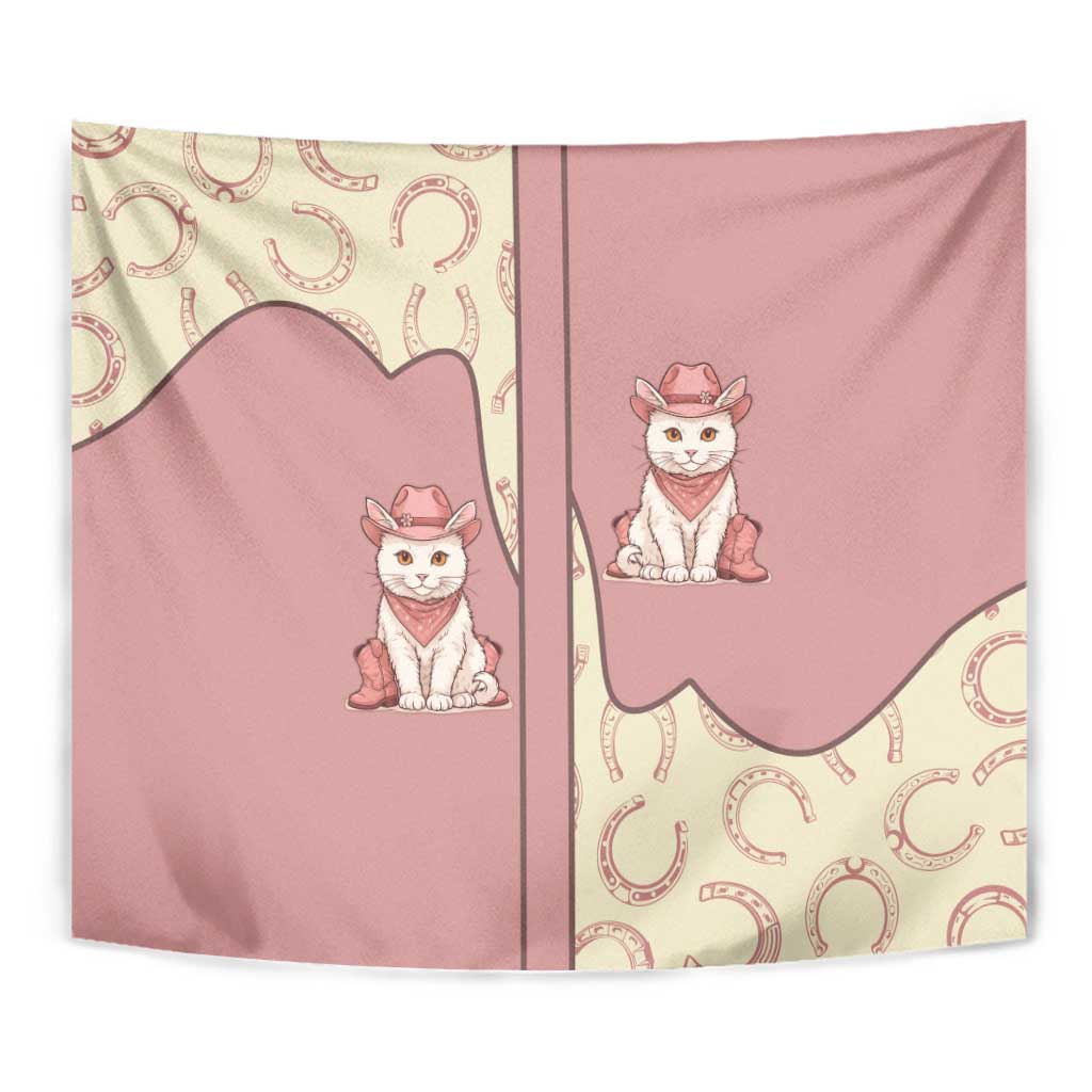 Cowcat Tapestry Cowboy Cat Meowdy Retro Western Yoke Pink - Wonder Print Shop