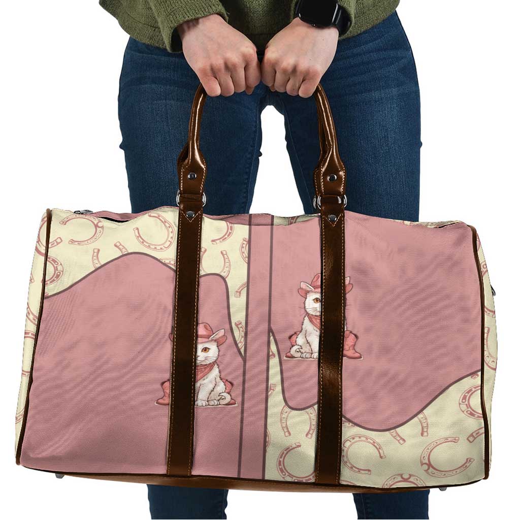 Cowcat Travel Bag Cowboy Cat Meowdy Retro Western Yoke Pink - Wonder Print Shop