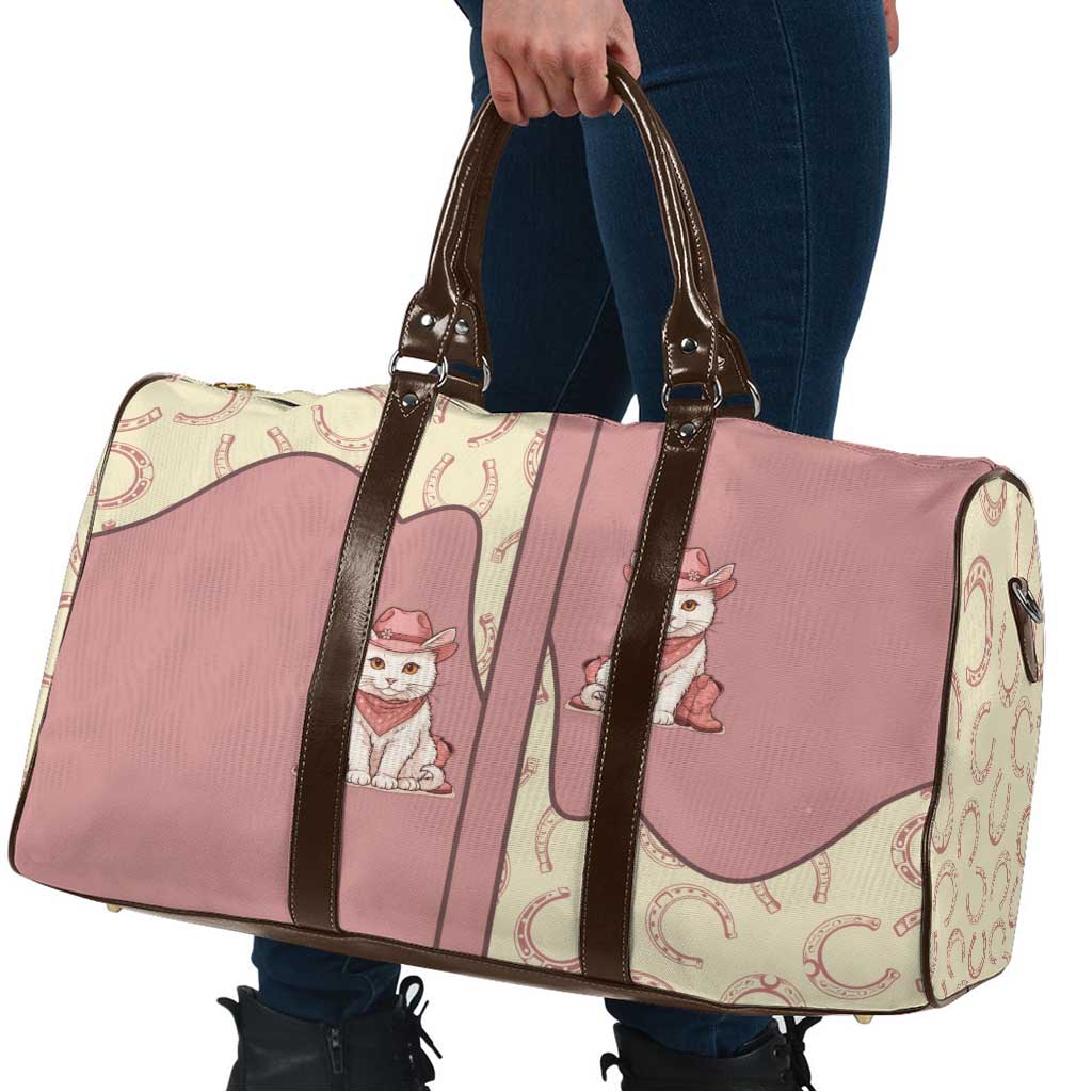 Cowcat Travel Bag Cowboy Cat Meowdy Retro Western Yoke Pink - Wonder Print Shop