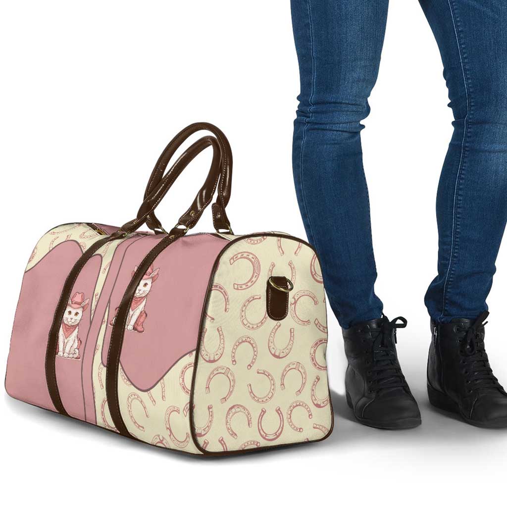 Cowcat Travel Bag Cowboy Cat Meowdy Retro Western Yoke Pink - Wonder Print Shop