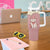 Cowcat Tumbler With Handle Cowboy Cat Meowdy Retro Western Yoke Pink - Wonder Print Shop