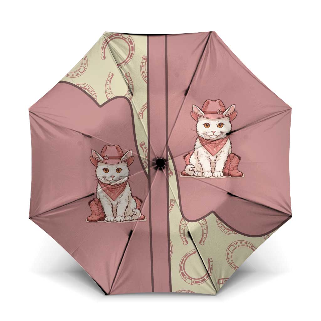 Cowcat Umbrella Cowboy Cat Meowdy Retro Western Yoke Pink - Wonder Print Shop