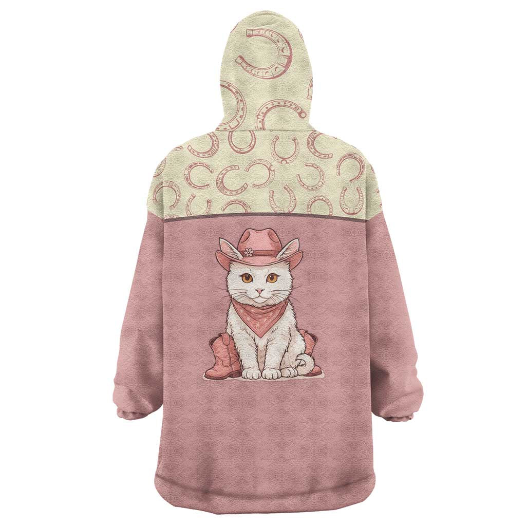 Cowcat Wearable Blanket Hoodie Cowboy Cat Meowdy Retro Western Yoke Pink - Wonder Print Shop