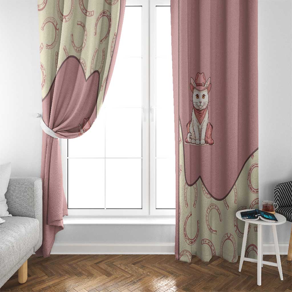 Cowcat Window Curtain Cowboy Cat Meowdy Retro Western Yoke Pink - Wonder Print Shop