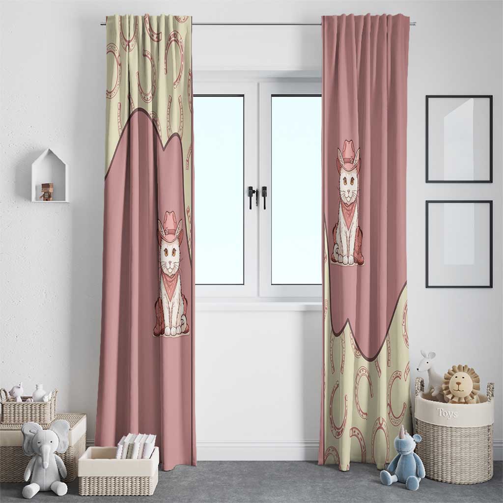 Cowcat Window Curtain Cowboy Cat Meowdy Retro Western Yoke Pink - Wonder Print Shop