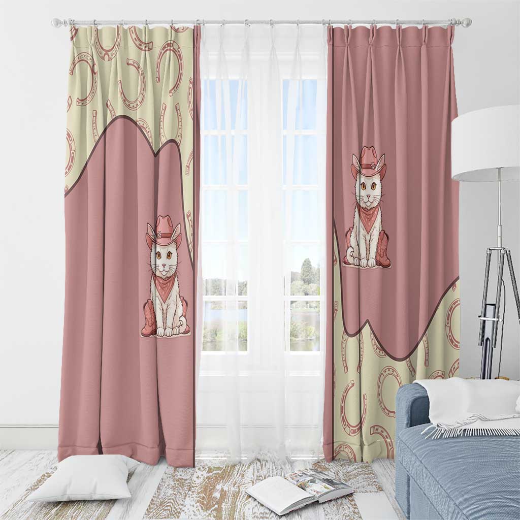 Cowcat Window Curtain Cowboy Cat Meowdy Retro Western Yoke Pink - Wonder Print Shop