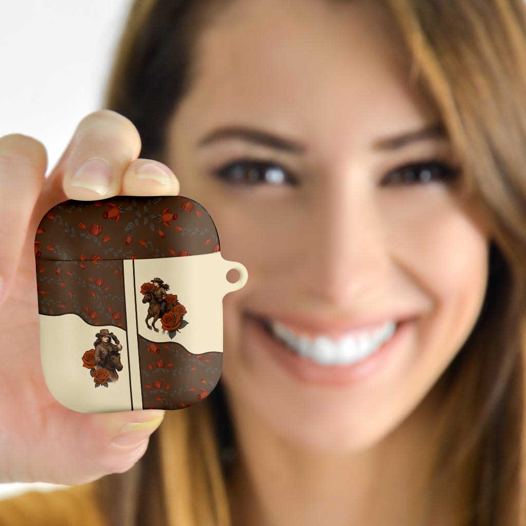 Cowgirl AirPods Case Rose Retro Western Yoke - Wonder Print Shop