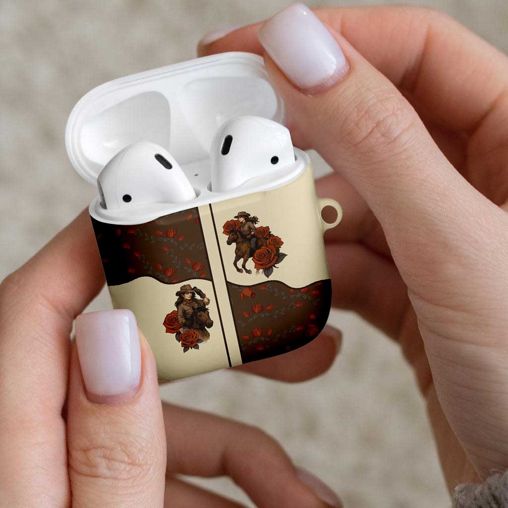 Cowgirl AirPods Case Rose Retro Western Yoke - Wonder Print Shop