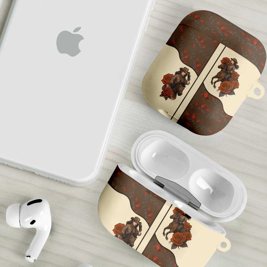 Cowgirl AirPods Case Rose Retro Western Yoke - Wonder Print Shop