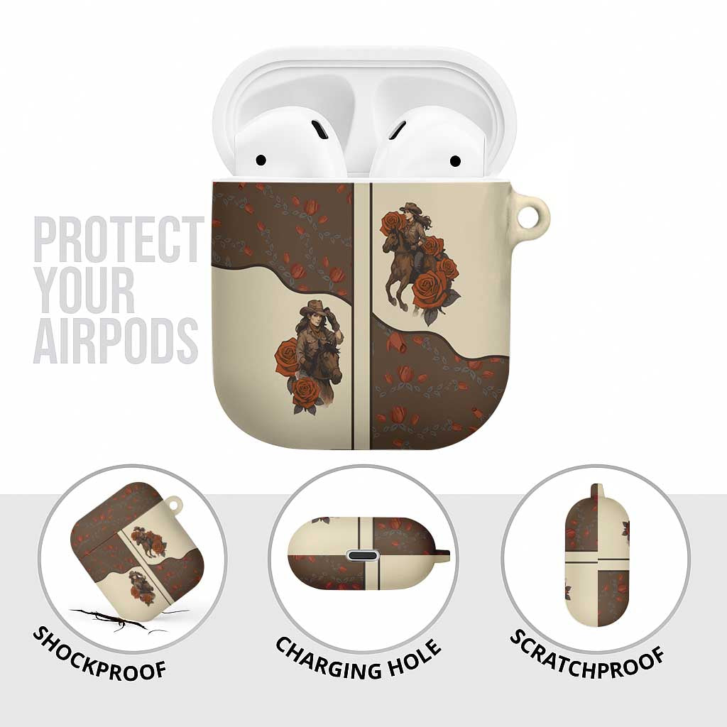 Cowgirl AirPods Case Rose Retro Western Yoke - Wonder Print Shop