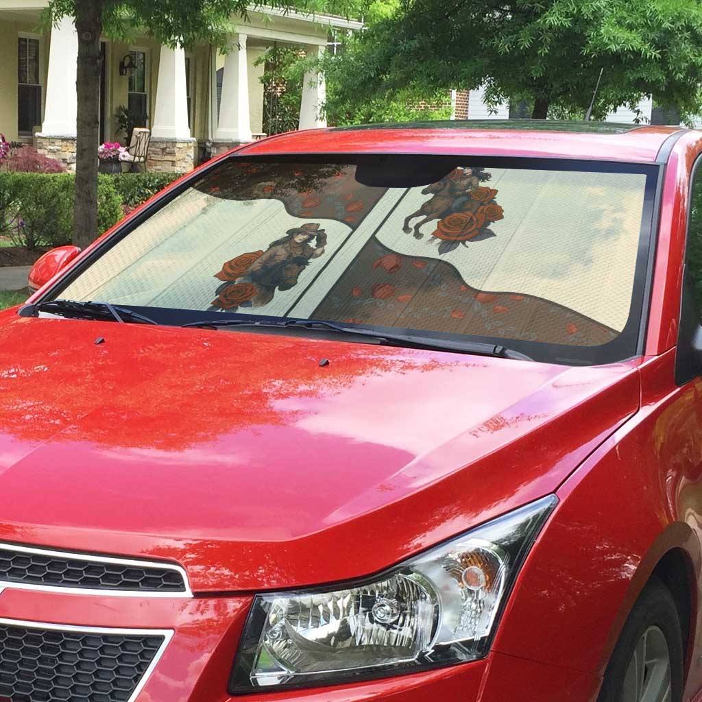 Cowgirl Auto Sun Shade Rose Retro Western Yoke - Wonder Print Shop