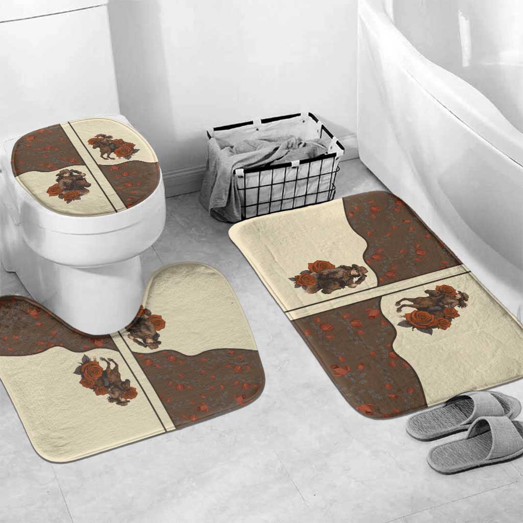 Cowgirl Bathroom Set Rose Retro Western Yoke - Wonder Print Shop