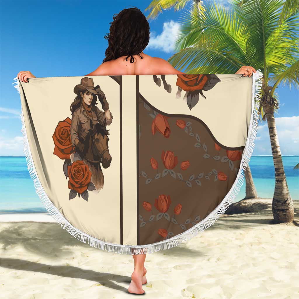 Cowgirl Beach Blanket Rose Retro Western Yoke - Wonder Print Shop