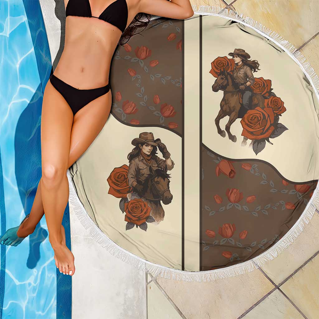 Cowgirl Beach Blanket Rose Retro Western Yoke - Wonder Print Shop