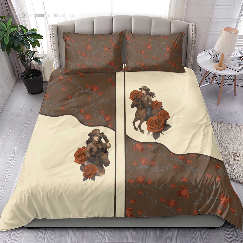 Cowgirl Bedding Set Rose Retro Western Yoke - Wonder Print Shop