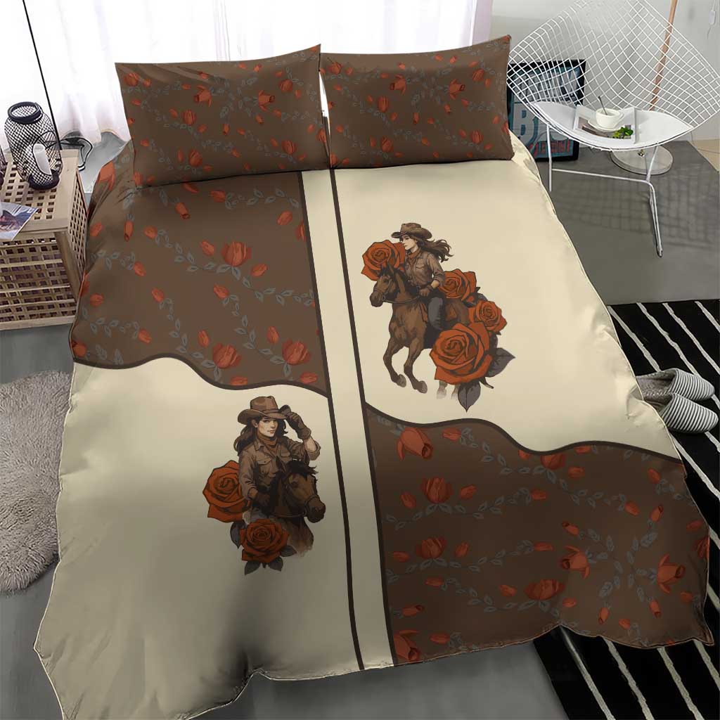 Cowgirl Bedding Set Rose Retro Western Yoke - Wonder Print Shop