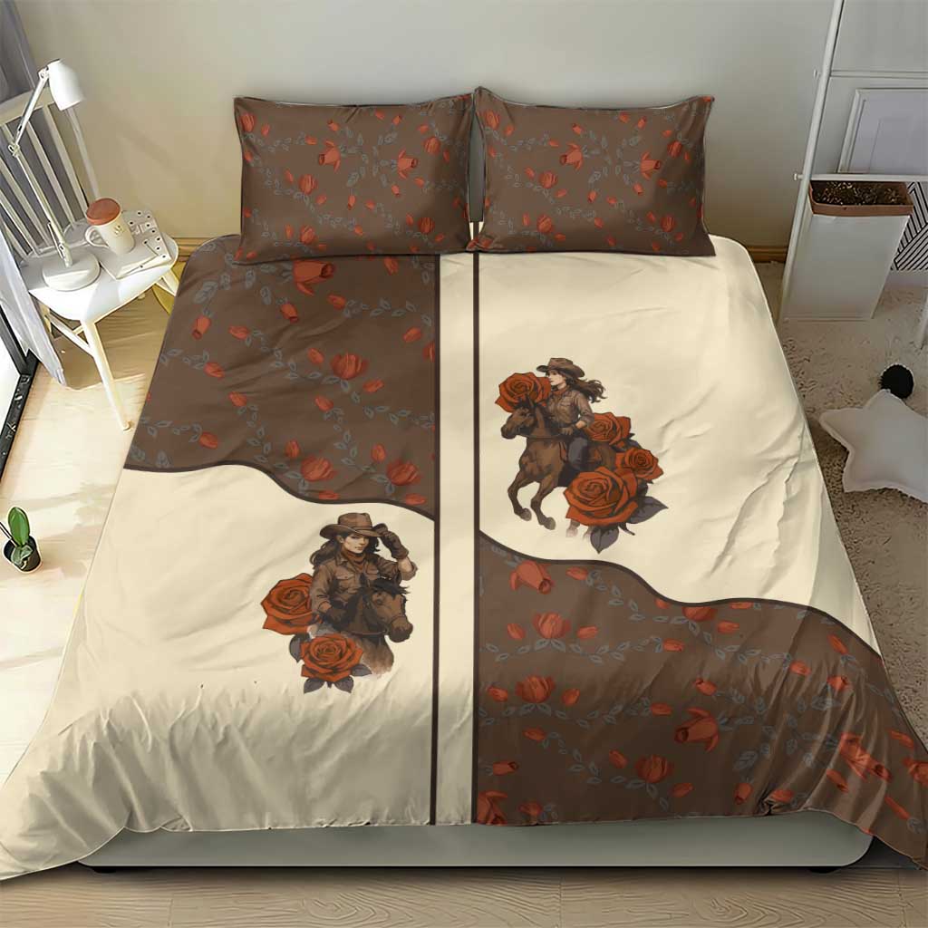 Cowgirl Bedding Set Rose Retro Western Yoke - Wonder Print Shop