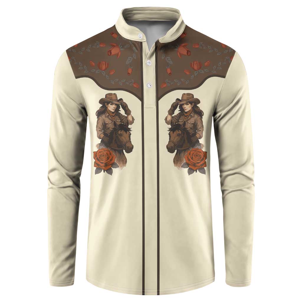 Cowgirl Button Sweatshirt Rose Retro Western Yoke - Wonder Print Shop