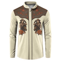 Cowgirl Button Sweatshirt Rose Retro Western Yoke - Wonder Print Shop