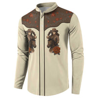 Cowgirl Button Sweatshirt Rose Retro Western Yoke - Wonder Print Shop