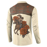 Cowgirl Button Sweatshirt Rose Retro Western Yoke - Wonder Print Shop