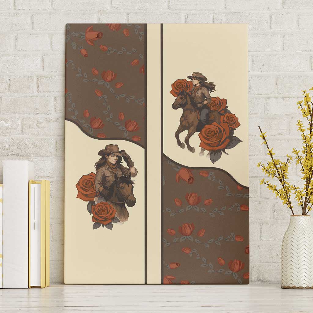 Cowgirl Canvas Wall Art Rose Retro Western Yoke - Wonder Print Shop