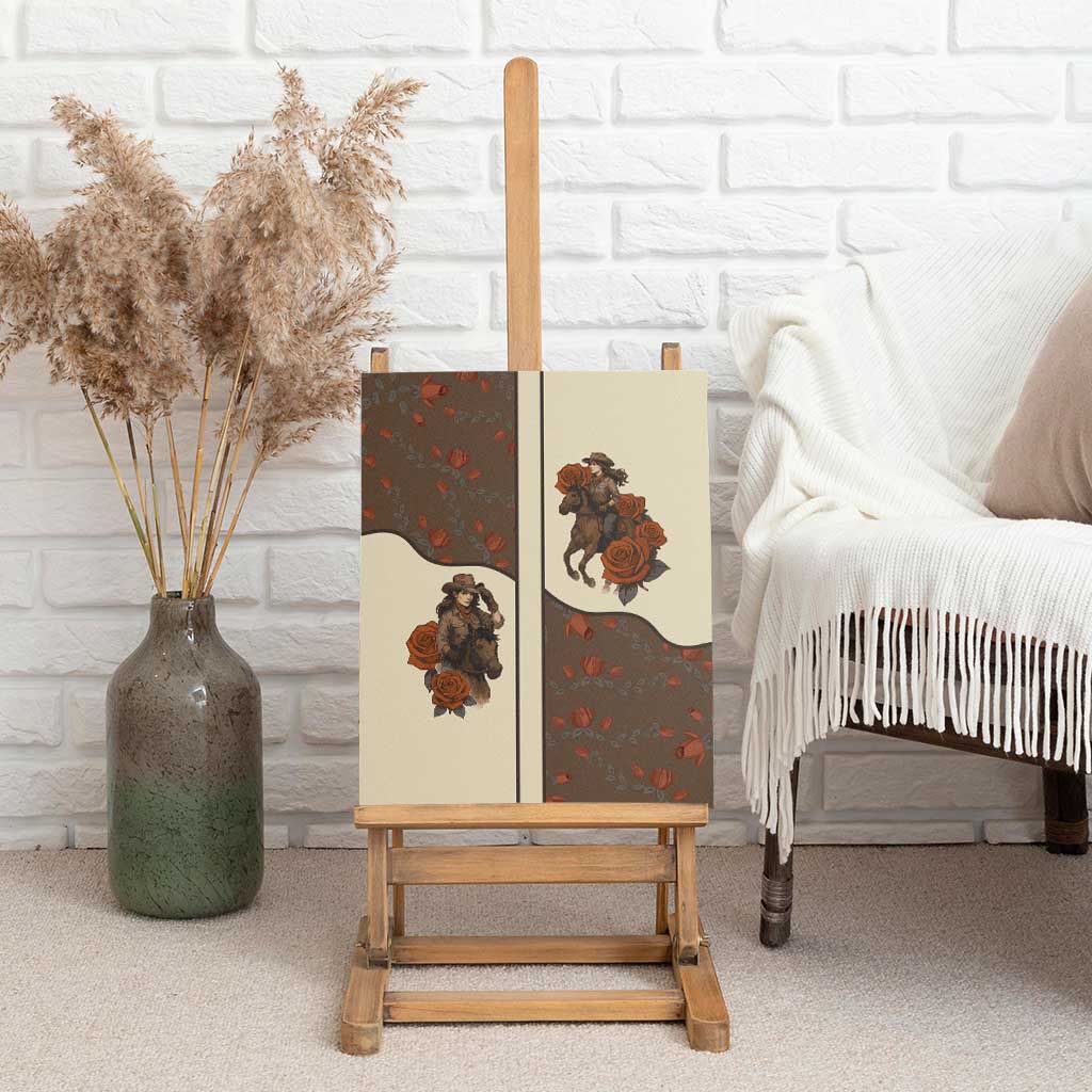 Cowgirl Canvas Wall Art Rose Retro Western Yoke - Wonder Print Shop