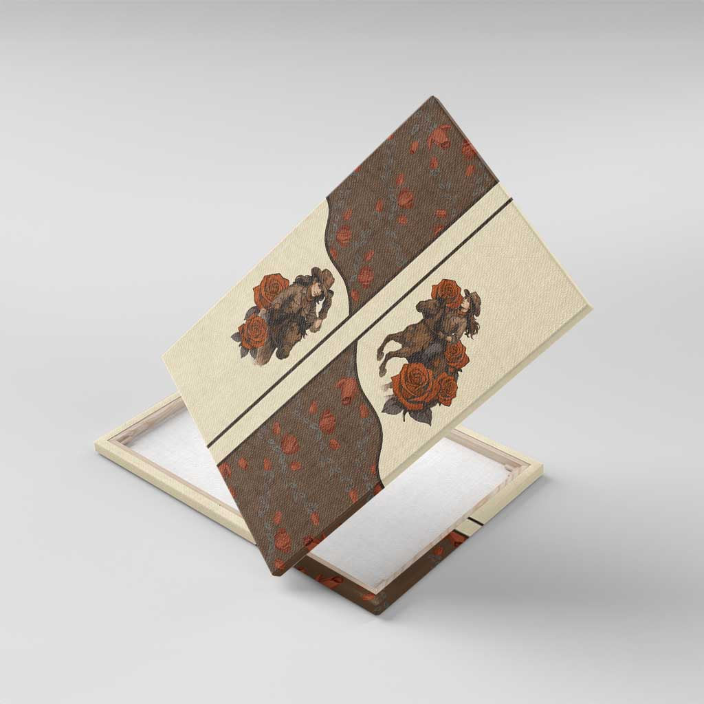 Cowgirl Canvas Wall Art Rose Retro Western Yoke - Wonder Print Shop