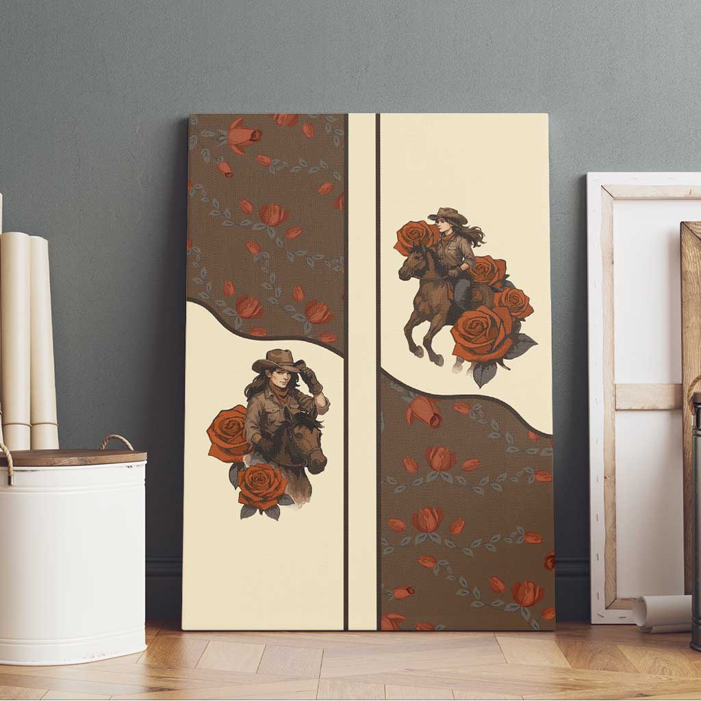 Cowgirl Canvas Wall Art Rose Retro Western Yoke - Wonder Print Shop